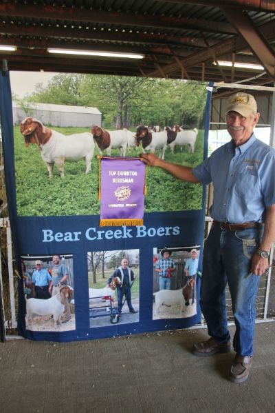 Freman with his Top Exhibitor Herdsman Banner at Ozark Empire Fair, Springfield, MO 3 Aug 2020